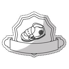 seal stamp with baby shoe icon over white background. vector illustraiton