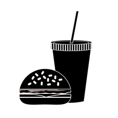 hamburger and soft drink  icon over white background. fast food concept. vector illustration
