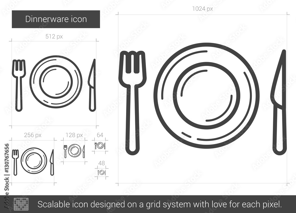 Poster Dinnerware line icon.