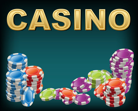 Poker chips with Casino background