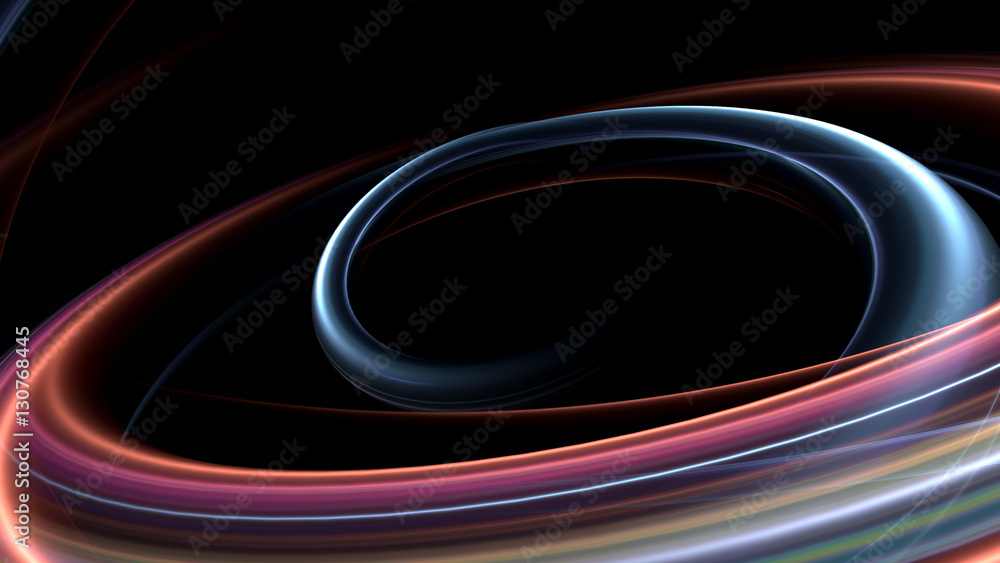 Poster abstract 3d rendering of lighting figures. 3d illustration of circular bright glow forms. light circ