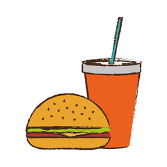hamburger and soda drink icon over white background. colorful design. vector illustration