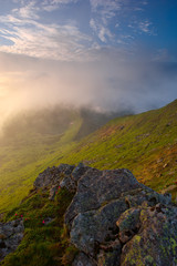 Fog after rain in the mountains