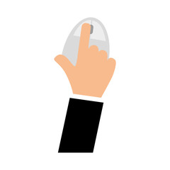hand with mouse device icon over white background. colorful design. vector illustration
