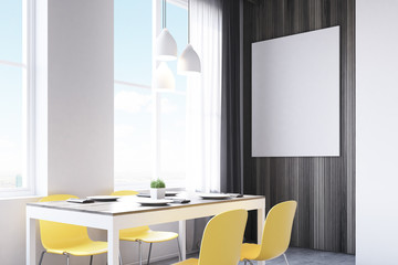 Close up of dining table with chairs