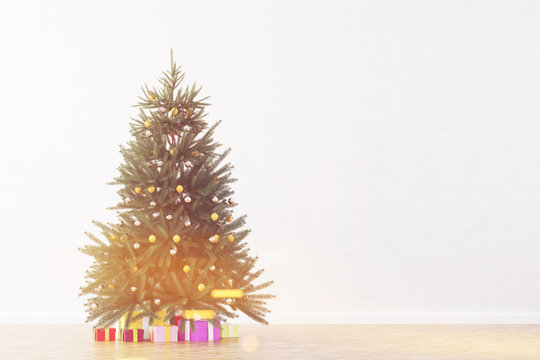 Christmas Tree In A Red Room, Toned