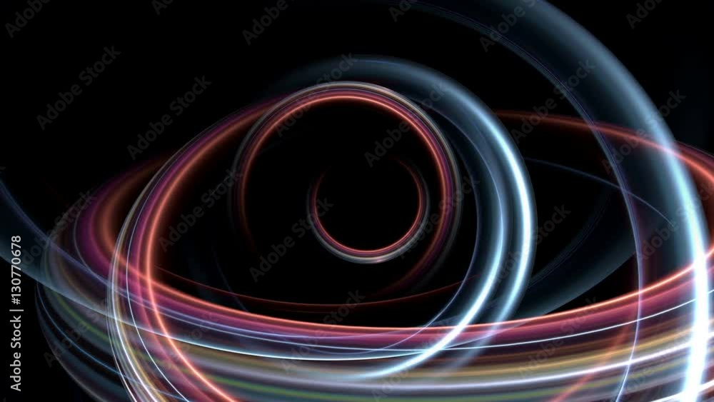 Poster abstract looping 3d rendering of lighting figures. 3d sequence of circular bright glow forms. light 