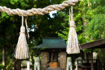 Rope from rice straw in Japanese temple