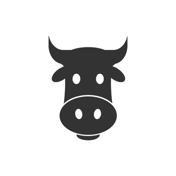 Head Cow icon. Head Cow Vector isolated on white background. Flat vector illustration in black. EPS 10
