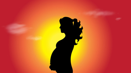 Vector silhouette of pregnant woman.