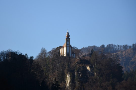 Bad Reichenhall, Karlstein, Kirche, Felsen, Fels, Kreuz, Wallfahrtskirche, Sankt Pankraz