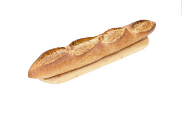 Traditional french Baguette with seeds isolated on white