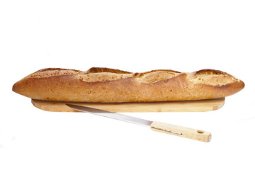 Traditional french Baguette with seeds isolated on white