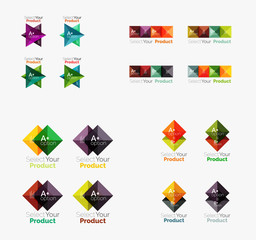 Collection of geometric paper infographic templates