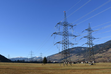 Hochspannungsleitung, Mast, Strommast, Stromleitung, Leitungstrasse, Trasse, Uttendorf, Köhlbichl