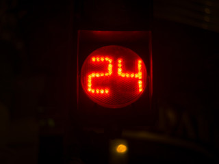 Street light numbers in the night. Low light photo.