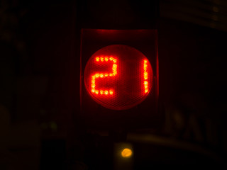 Street light numbers in the night. Low light photo.