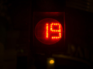 Street light numbers in the night. Low light photo.