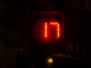 Street light numbers in the night. Low light photo.