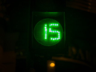 Street light numbers in the night. Low light photo.