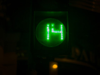 Street light numbers in the night. Low light photo.