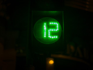 Street light numbers in the night. Low light photo.