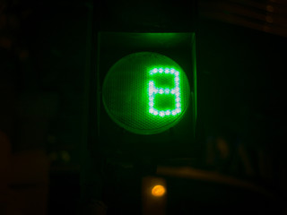 Street light numbers in the night. Low light photo.