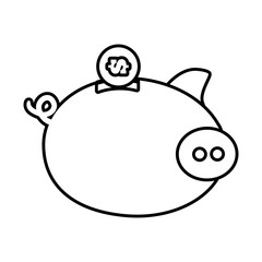 save money piggy coins bank line vector illustration eps 10