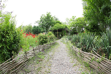 Path to alcove in garden