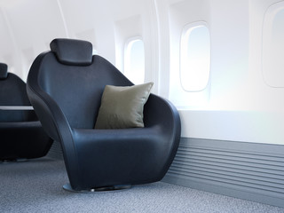 Luxury airplane cabin. 3d rendering
