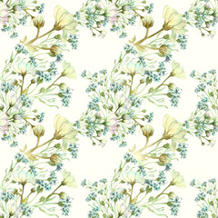 Flower arrangement, flowers in watercolor, seamless pattern. Wallpaper. Use printed materials, signs, items, websites, maps, posters, postcards, packaging.