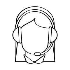 Operator woman with headphone icon. Call center and technical service theme. Isolated design. Vector illustration