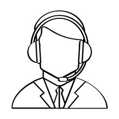 Operator man with headphone icon. Call center and technical service theme. Isolated design. Vector illustration
