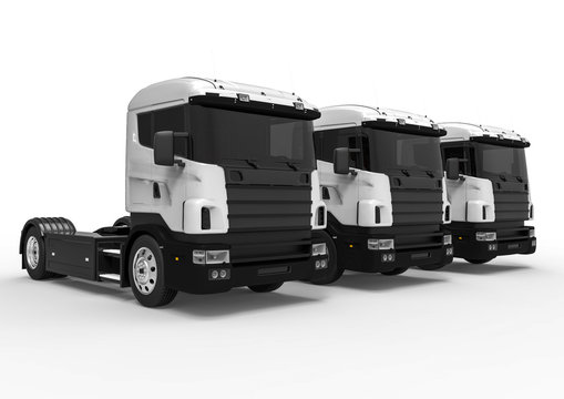 Trucks Fleet concept / 3D render image representing a fleet of trucks 