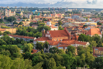 Fototapeta na wymiar Panorama of the city. The historic center of Vilnius