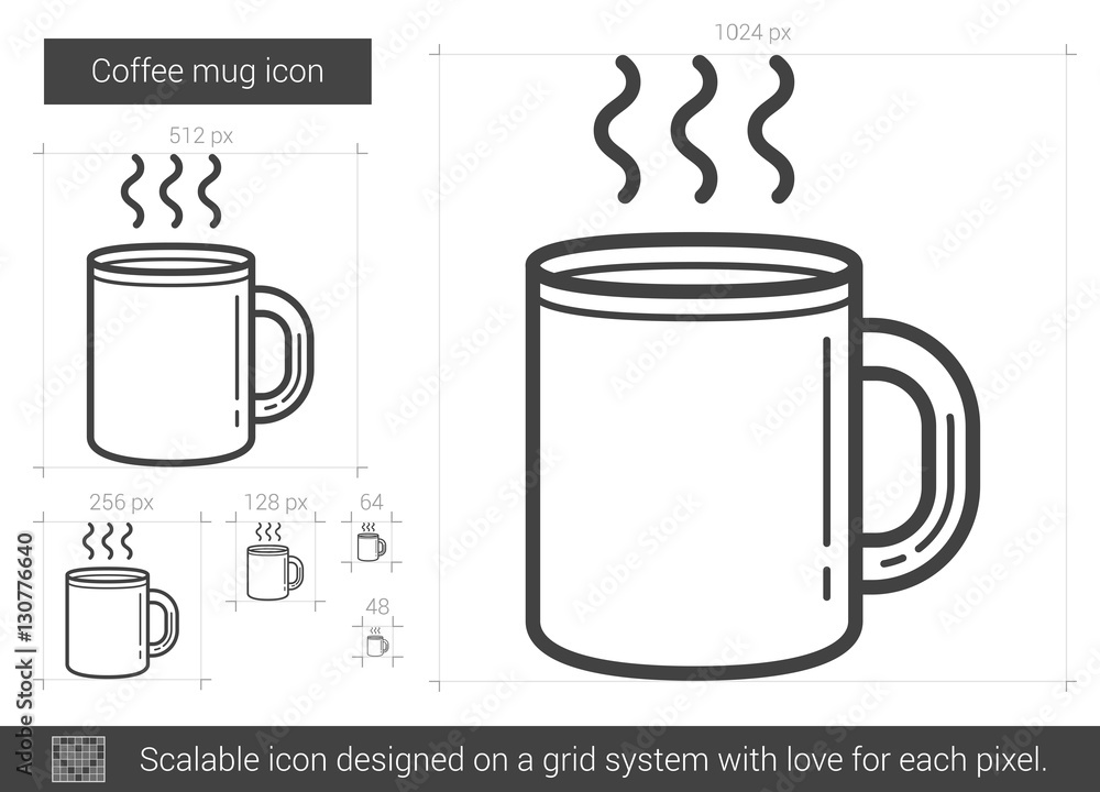 Wall mural Coffee mug line icon.