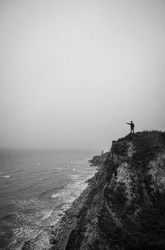 Silhouette of man with space for text