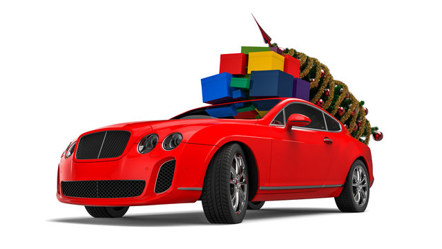 Santa Luxury Car / 3D render image representing a Luxury Santa car 