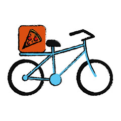 blue pizza food delivery bicycle drawing vector illustration eps 10