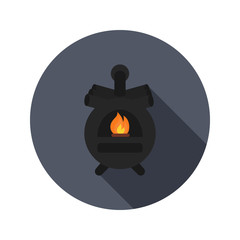 Solid fuel boiler color icon. Flat design for web and mobile