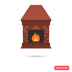 Home fireplace color icon. Flat design for web and mobile