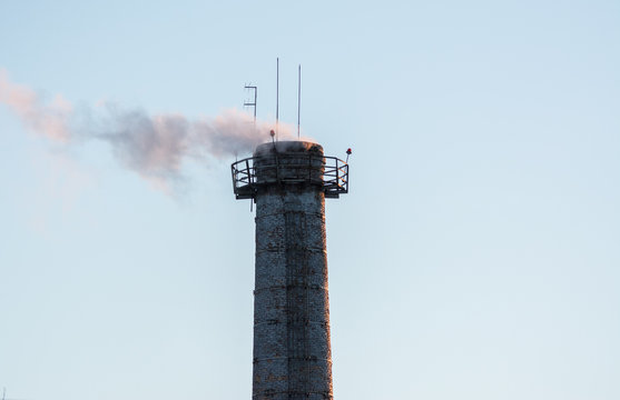 Chimney with the smoke, atmosphere pollution