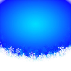 Fototapeta na wymiar Blue greeting card background with snowflakes, illustrations