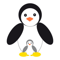 Penguins on white background