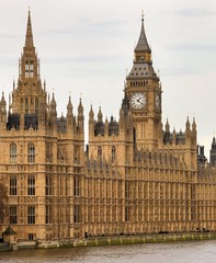 Fototapeta na wymiar A view of Westminster and Big Ben taken from Lambeth Bridge London.