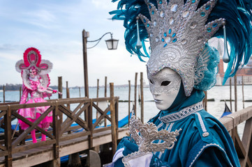 Fototapeta na wymiar Venice carnival masks at the Grand Canal