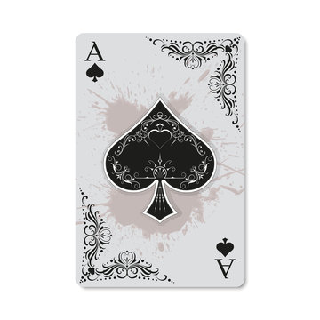 Ace of Spades. Playing Card Vintage Style. Casino and Poker. Modern Art and  Antique Background Stock Illustration - Illustration of deco, retro:  270585467