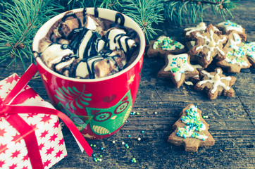 Cup of winter hot drink cacao