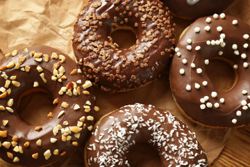 Tasty donuts, closeup