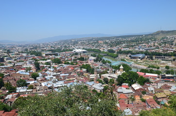 Fototapeta na wymiar Tbilisi, Georgia's largest city, situated on the banks of the Kura River